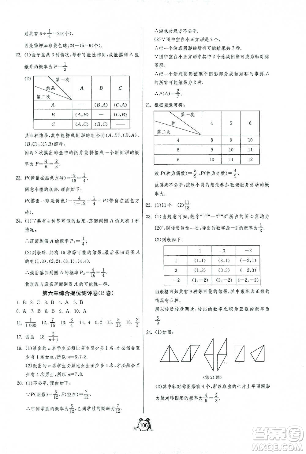 江蘇人民出版社2021單元雙測全程提優(yōu)測評卷七年級下冊數(shù)學北師大版參考答案