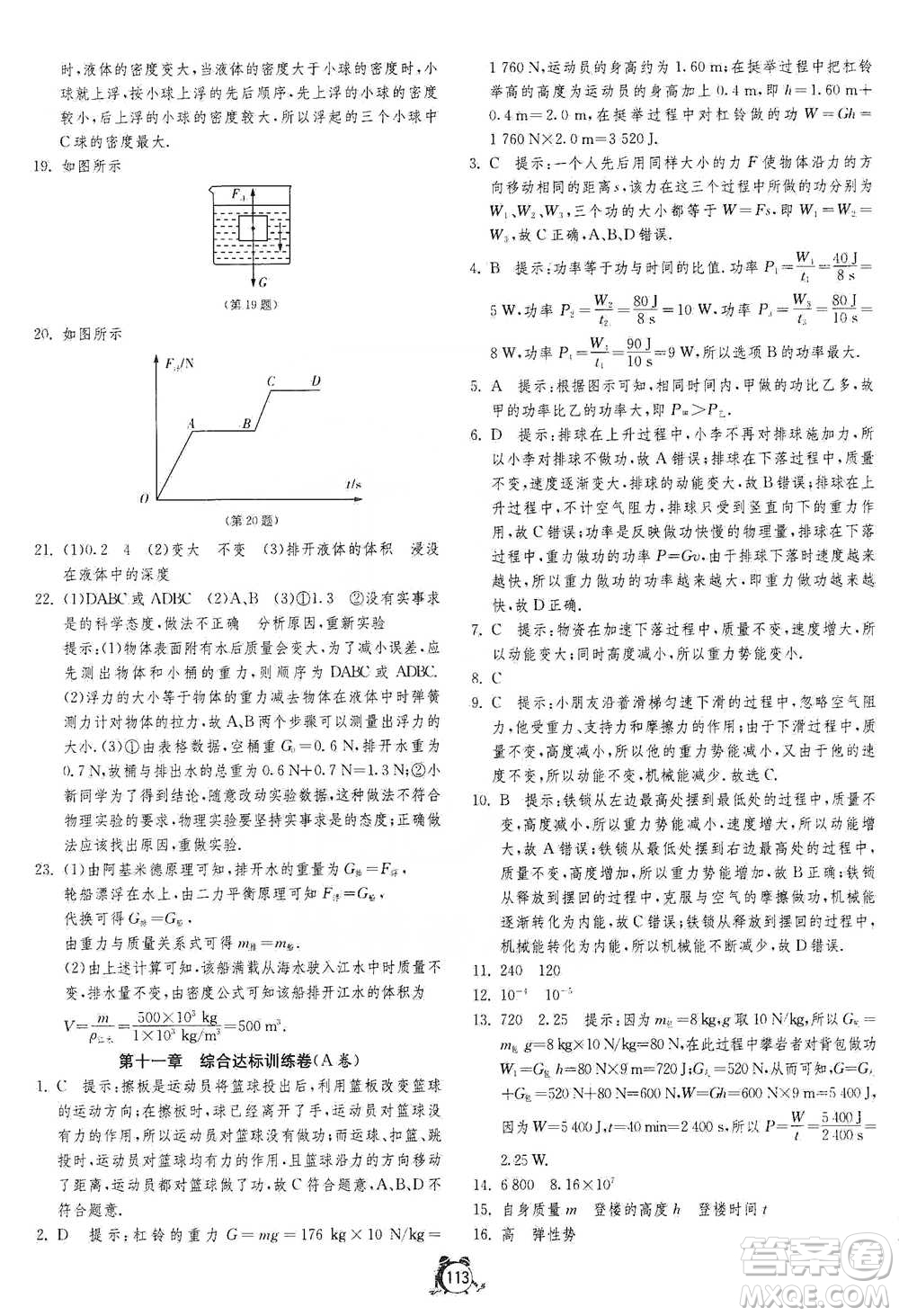 江蘇人民出版社2021單元雙測(cè)全程提優(yōu)測(cè)評(píng)卷八年級(jí)下冊(cè)物理人教版參考答案