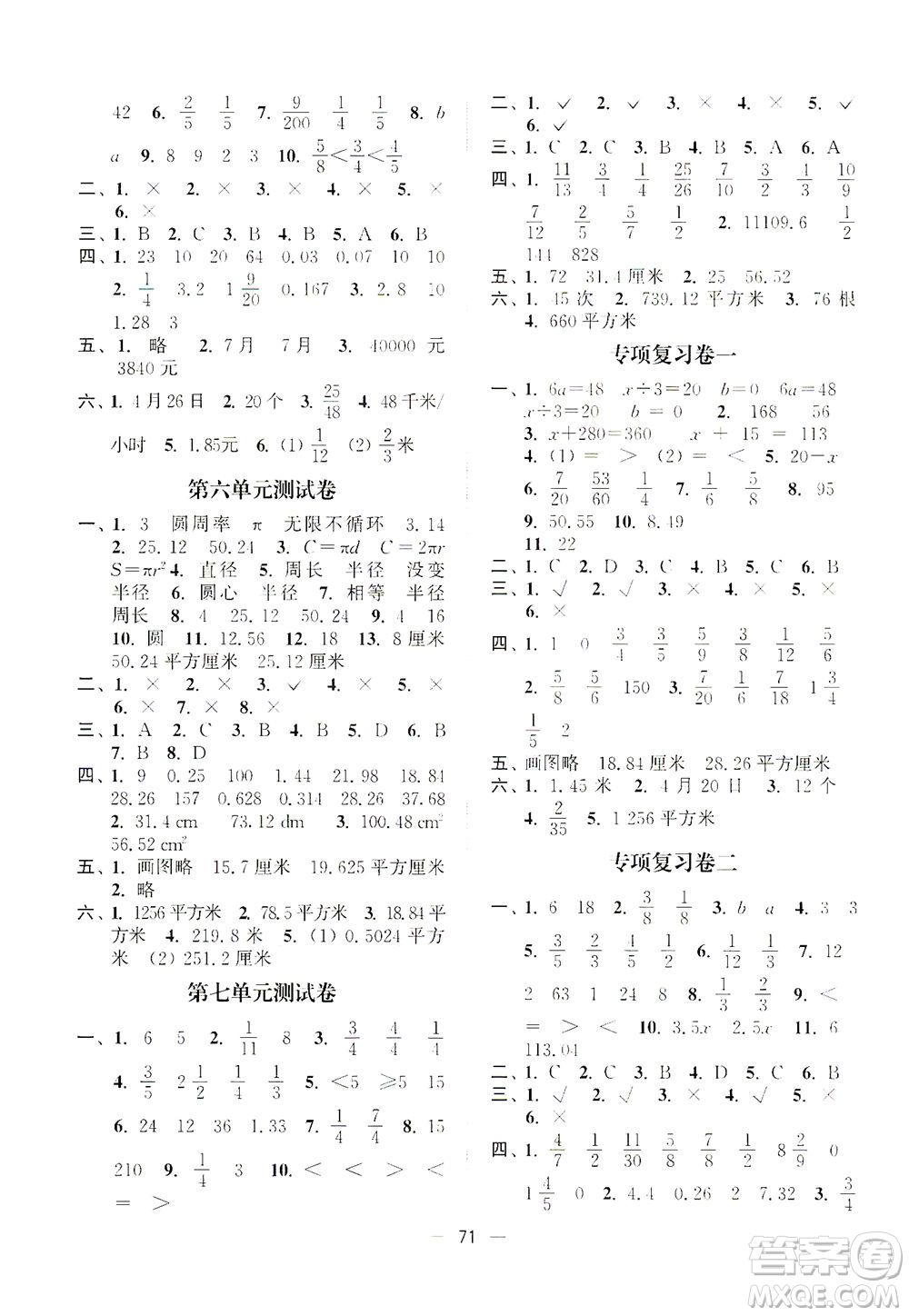 江蘇鳳凰美術(shù)出版社2021課時金練數(shù)學(xué)五年級下江蘇版答案