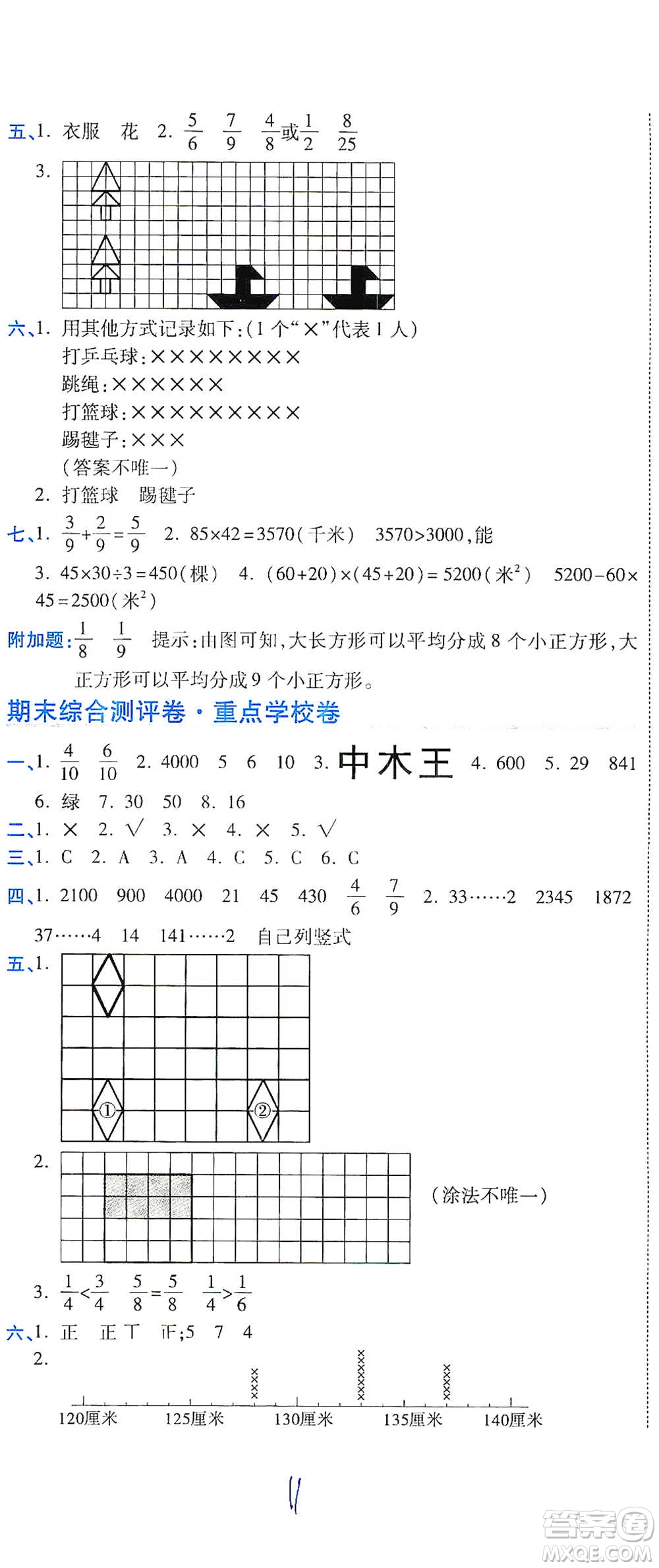 開明出版社2021期末100分沖刺卷三年級下冊數(shù)學(xué)北師版參考答案