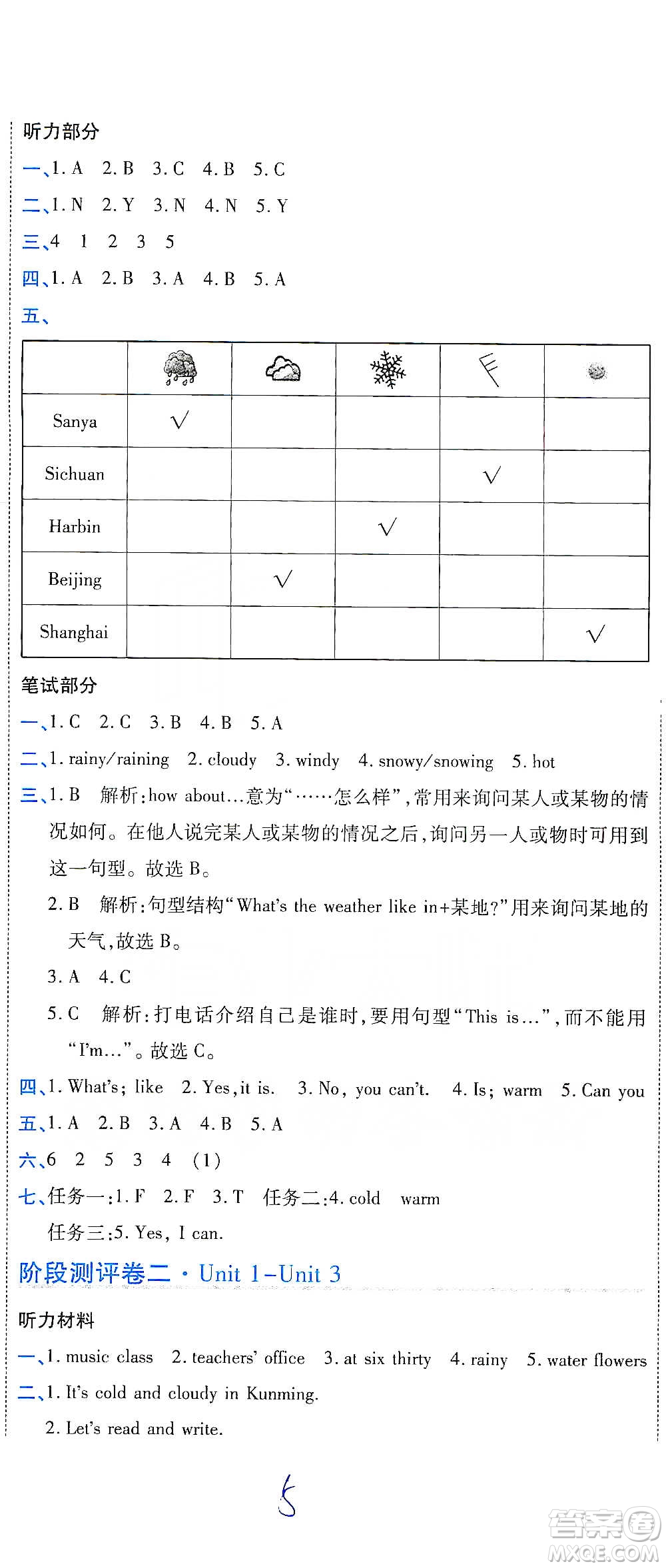 開明出版社2021期末100分沖刺卷四年級下冊英語人教版參考答案