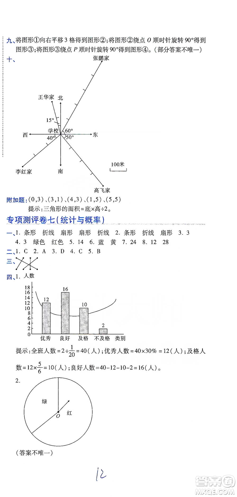 開(kāi)明出版社2021期末100分沖刺卷六年級(jí)下冊(cè)數(shù)學(xué)北師版參考答案