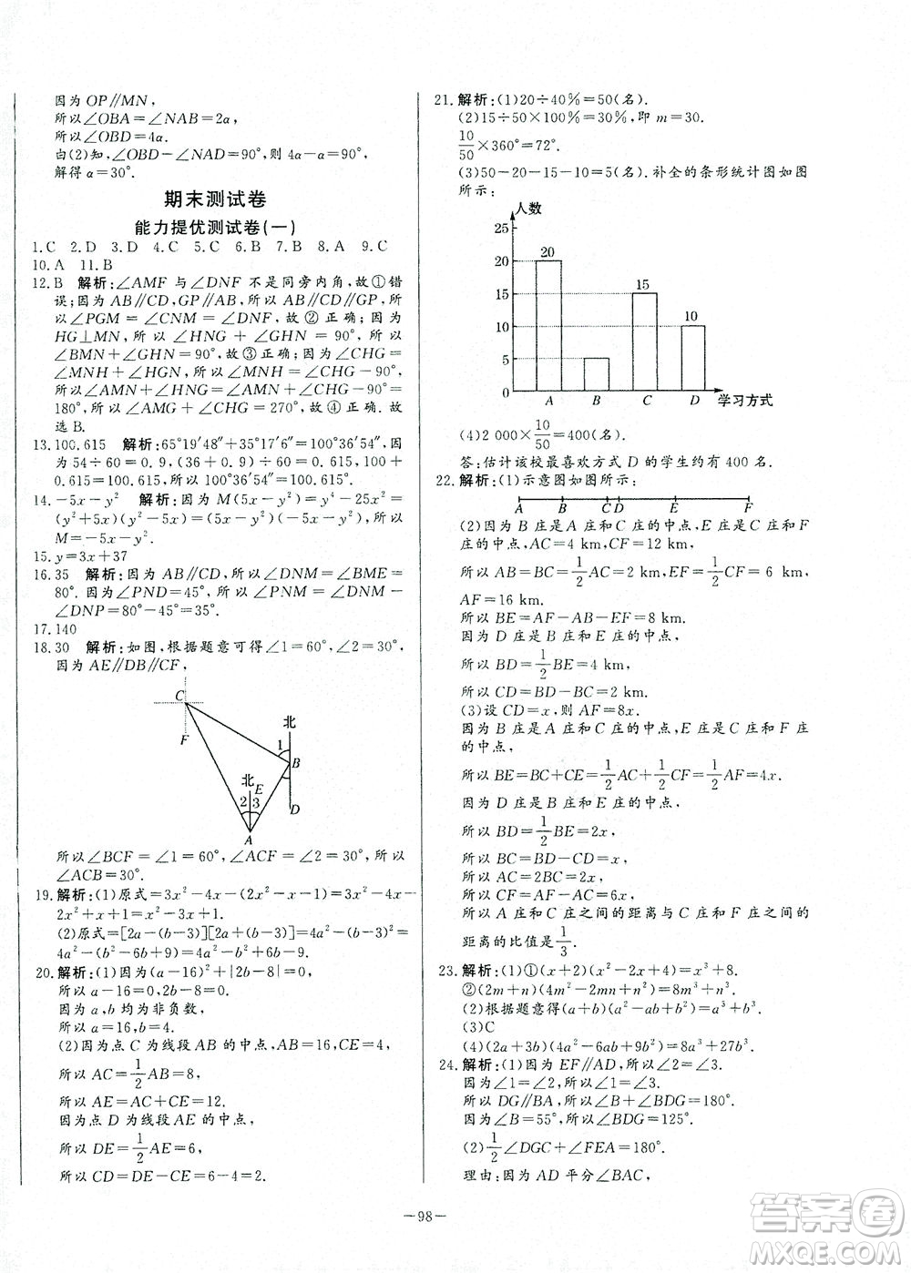 山東文藝出版社2021初中單元提優(yōu)測(cè)試卷六年級(jí)數(shù)學(xué)下冊(cè)魯教版五四學(xué)制答案