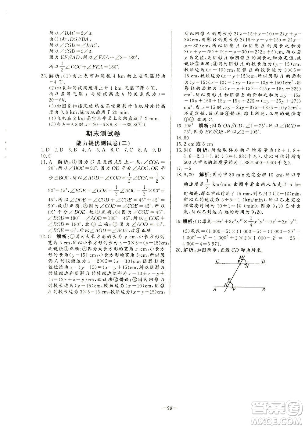 山東文藝出版社2021初中單元提優(yōu)測(cè)試卷六年級(jí)數(shù)學(xué)下冊(cè)魯教版五四學(xué)制答案