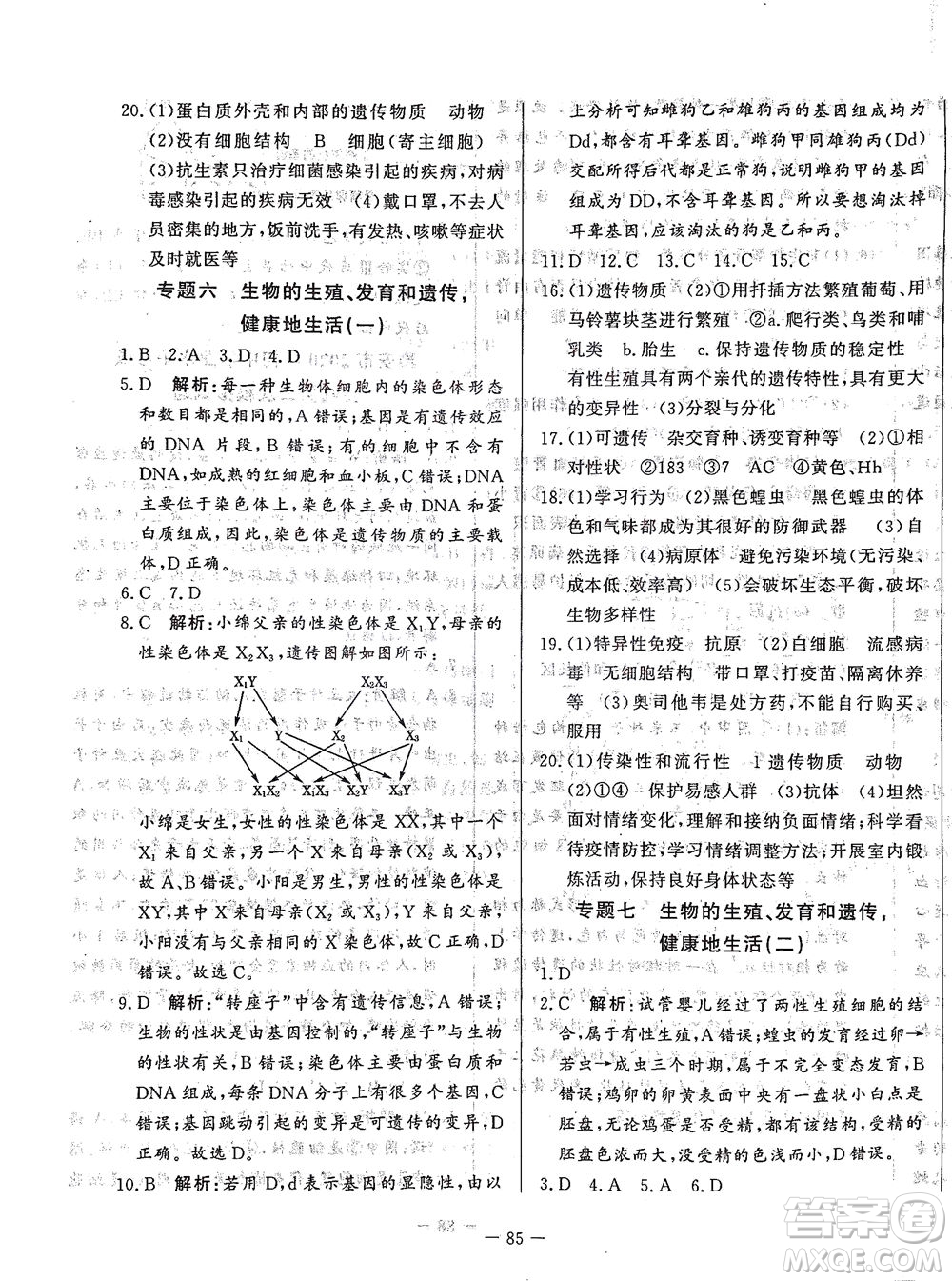 山東文藝出版社2021初中單元提優(yōu)測(cè)試卷八年級(jí)生物下冊(cè)魯教版五四學(xué)制答案