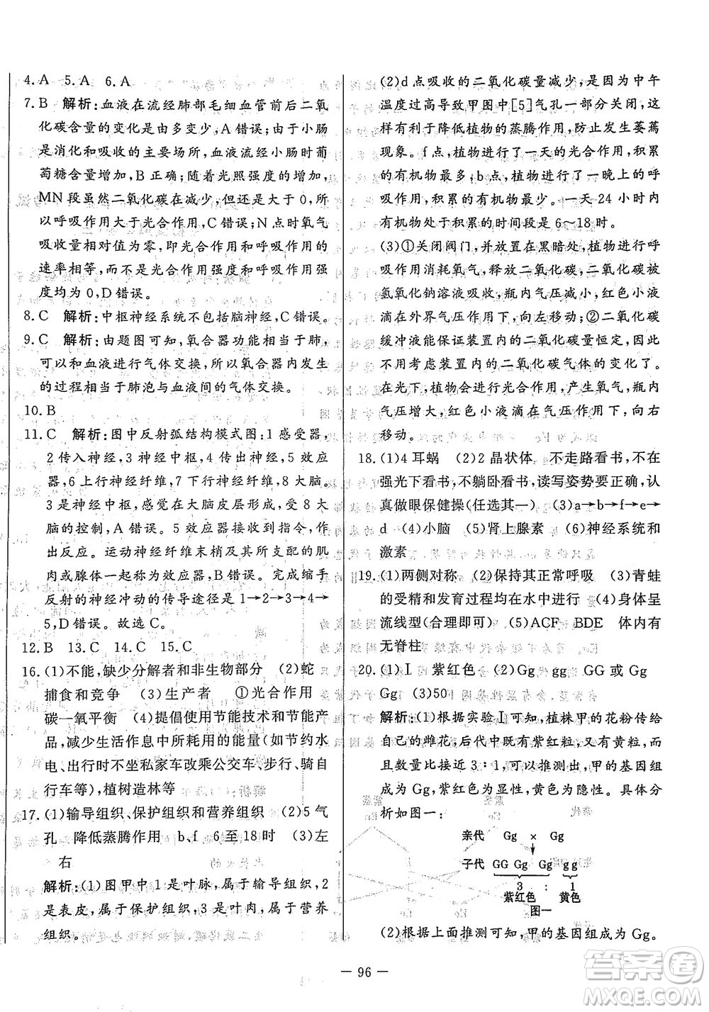 山東文藝出版社2021初中單元提優(yōu)測(cè)試卷八年級(jí)生物下冊(cè)魯教版五四學(xué)制答案