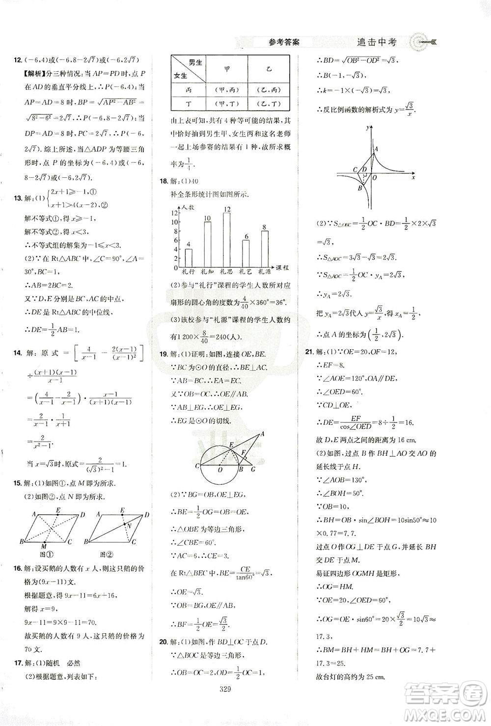 江西美術(shù)出版社2021追擊中考九年級(jí)數(shù)學(xué)下冊(cè)江西專版答案