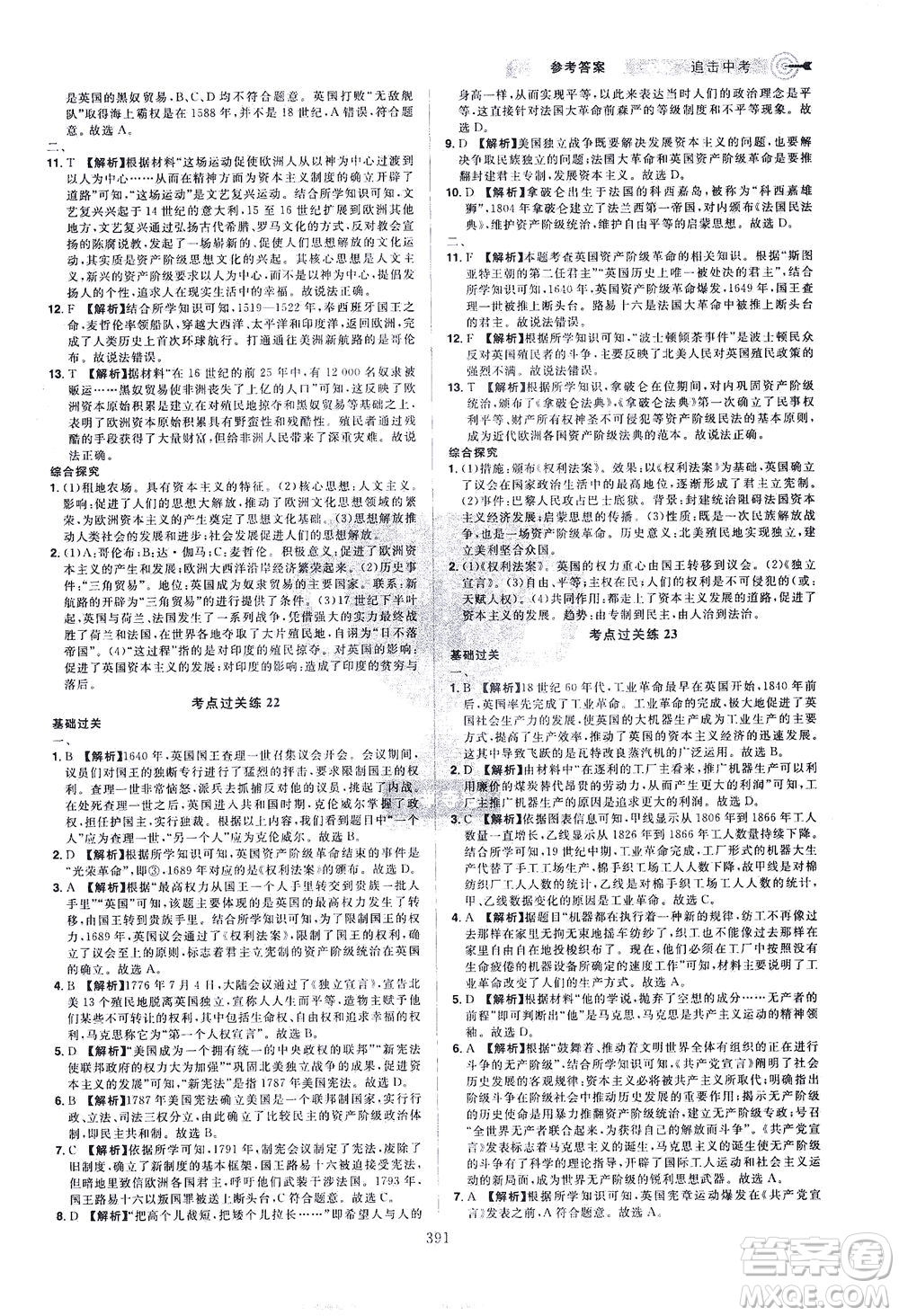 江西美術(shù)出版社2021追擊中考九年級(jí)歷史下冊(cè)江西專版答案