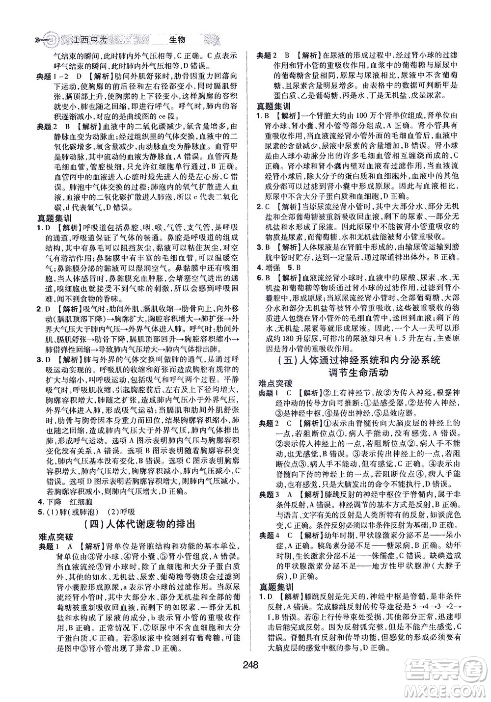 江西美術(shù)出版社2021追擊中考九年級生物下冊江西專版答案