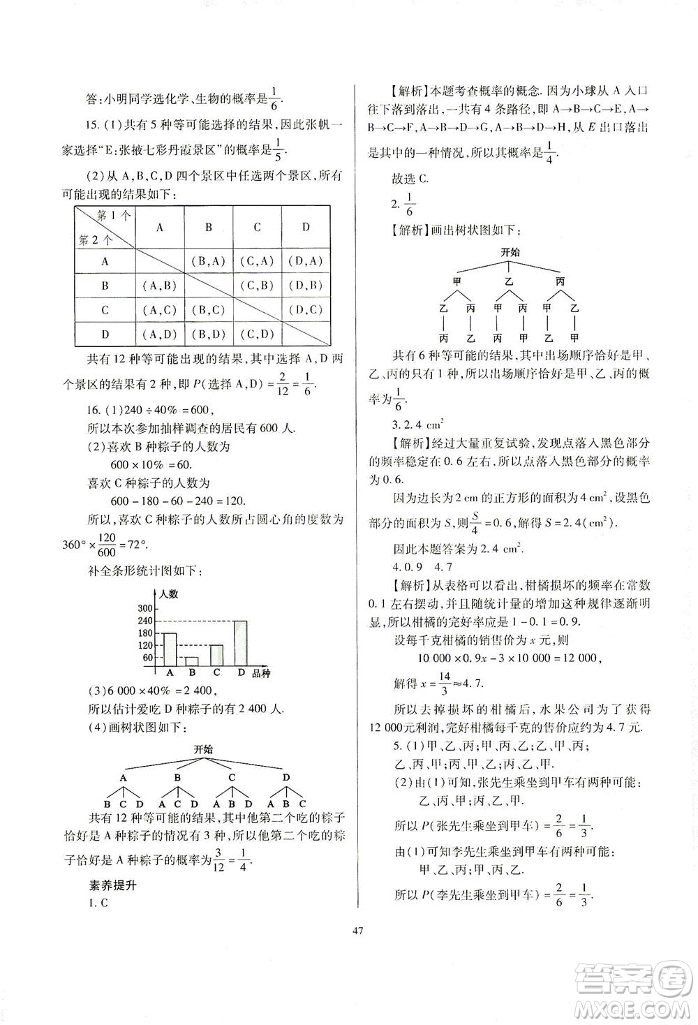 山西教育出版社2021山西省中考指導(dǎo)數(shù)學(xué)人教版答案