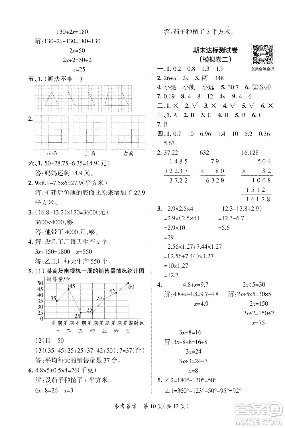 陜西師范大學(xué)出版總社有限公司2021小學(xué)學(xué)霸單元期末標(biāo)準(zhǔn)卷數(shù)學(xué)四年級下BS北師版答案