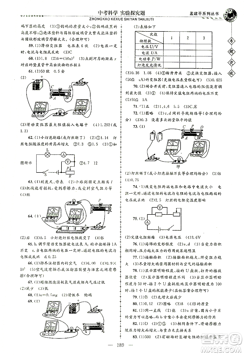 浙江工商大學(xué)出版社2021專題突破實(shí)驗(yàn)探究題中考科學(xué)答案