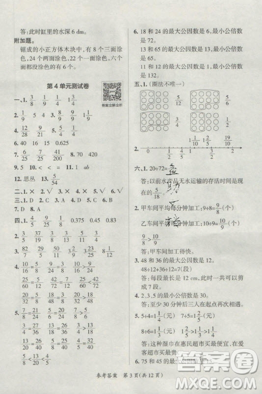 陜西師范大學(xué)出版總社有限公司2021小學(xué)學(xué)霸單元期末標準卷數(shù)學(xué)五年級下RJ人教版答案