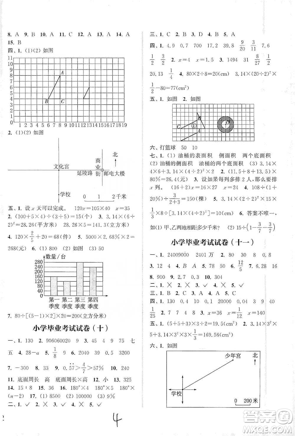 福建少年兒童出版社2021小學畢業(yè)考試試卷精編數學通用版參考答案