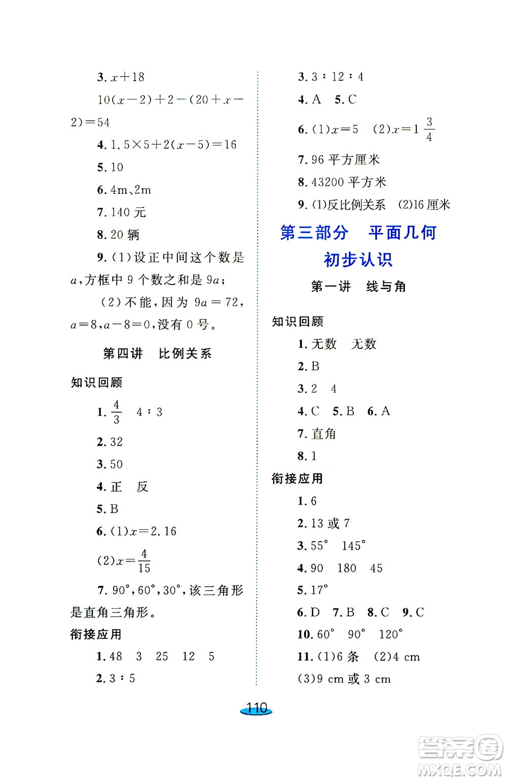 上海大學(xué)出版社2021鐘書金牌小升初銜接教材數(shù)學(xué)答案