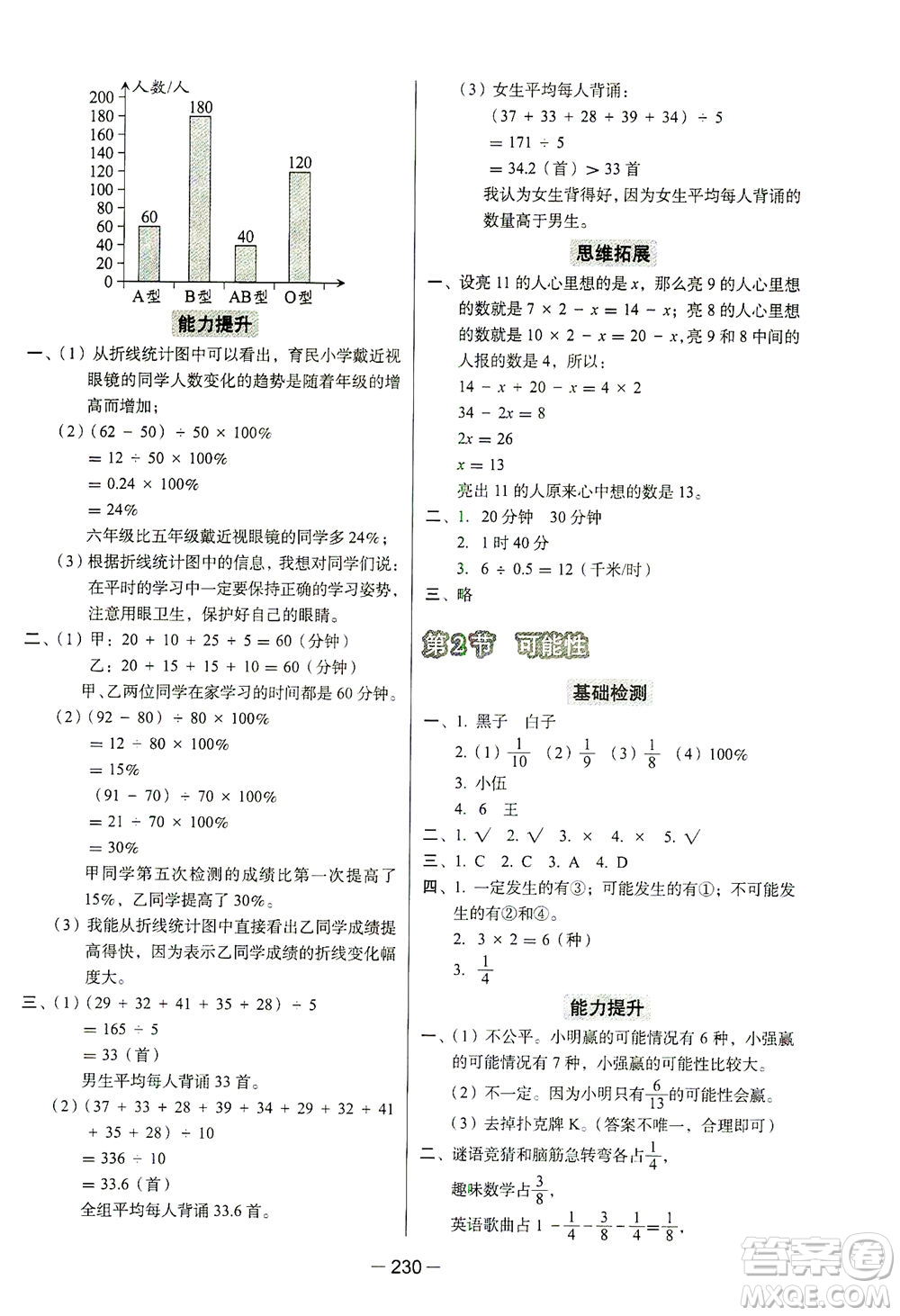 云南美術(shù)出版社2021小學(xué)畢業(yè)升學(xué)系統(tǒng)總復(fù)習(xí)數(shù)學(xué)答案