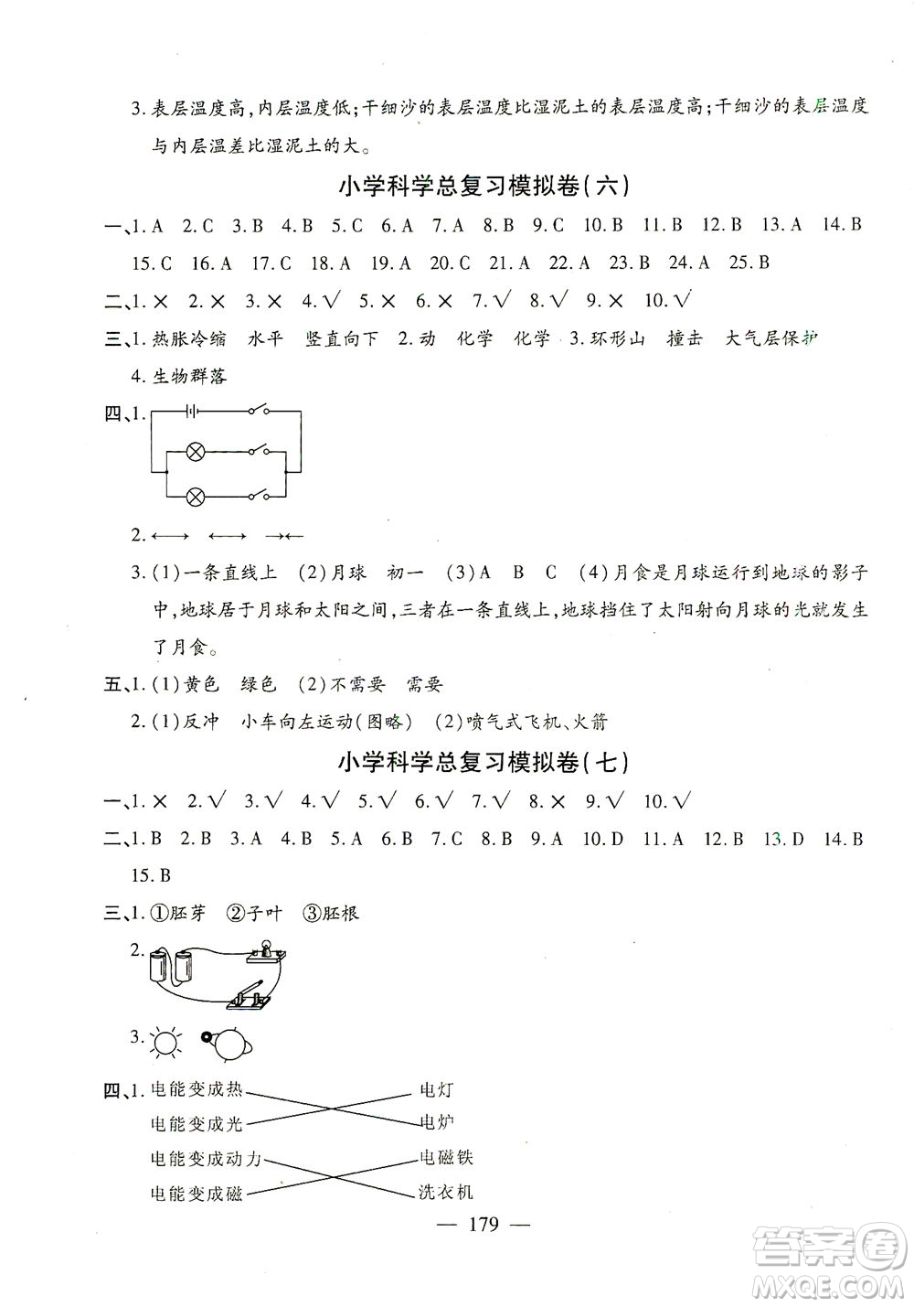 云南美術(shù)出版社2021小學(xué)畢業(yè)升學(xué)系統(tǒng)總復(fù)習(xí)科學(xué)答案