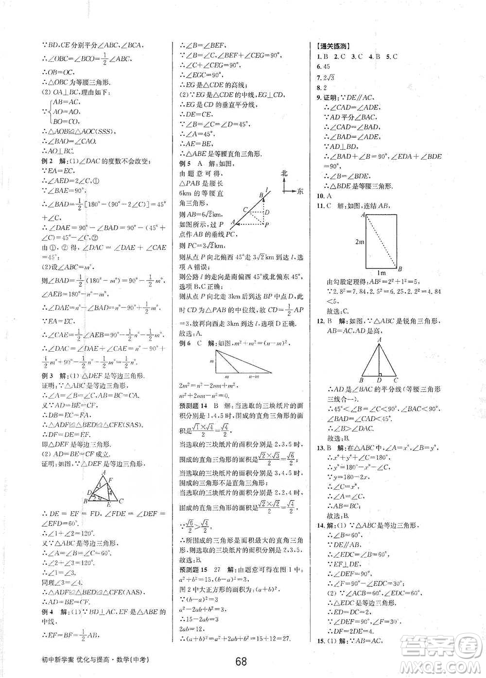 天津科學(xué)技術(shù)出版社2021初中新學(xué)案優(yōu)化與提高數(shù)學(xué)中考總復(fù)習(xí)參考答案