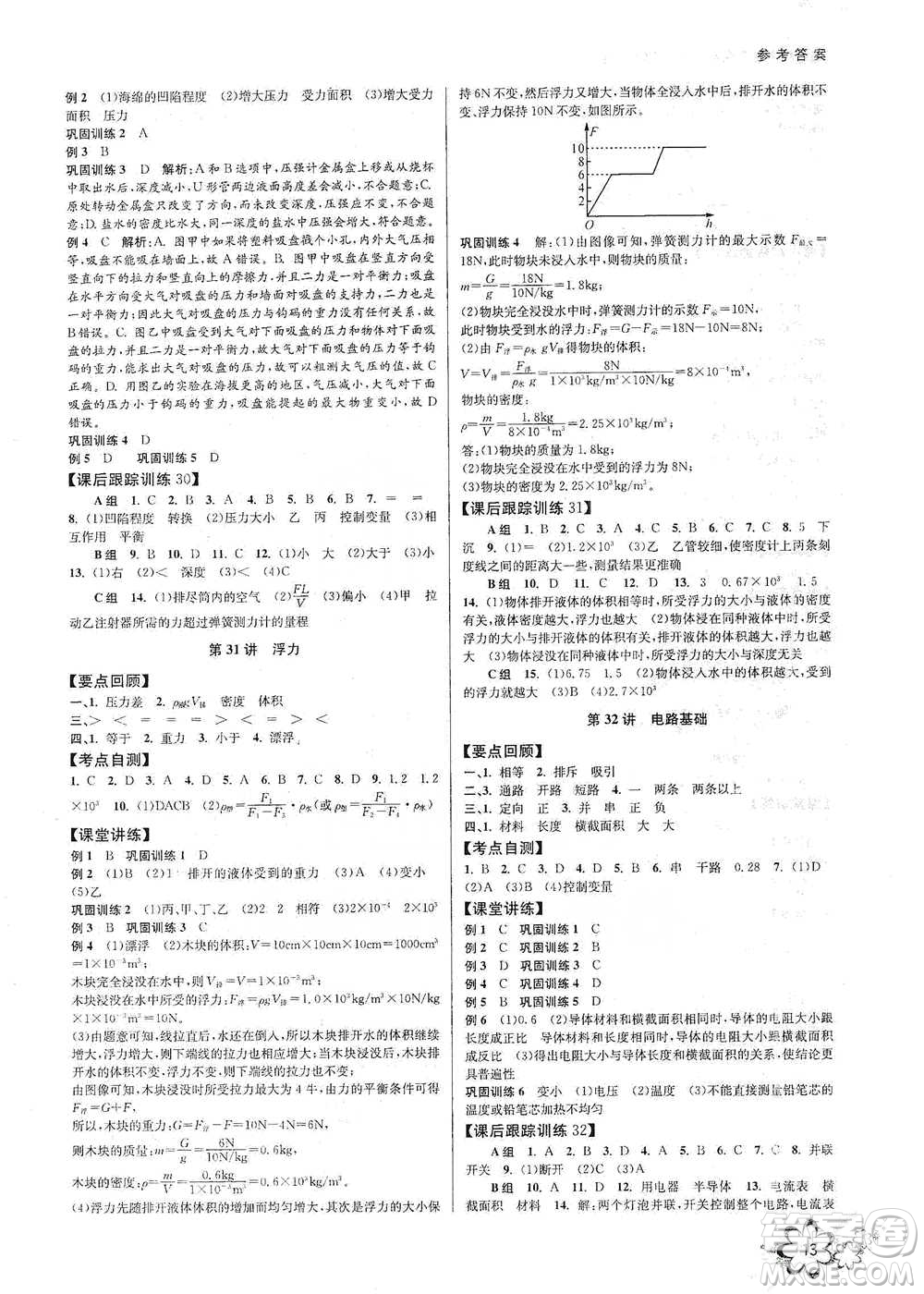 天津科學(xué)技術(shù)出版社2021初中新學(xué)案優(yōu)化與提高科學(xué)中考總復(fù)習(xí)參考答案