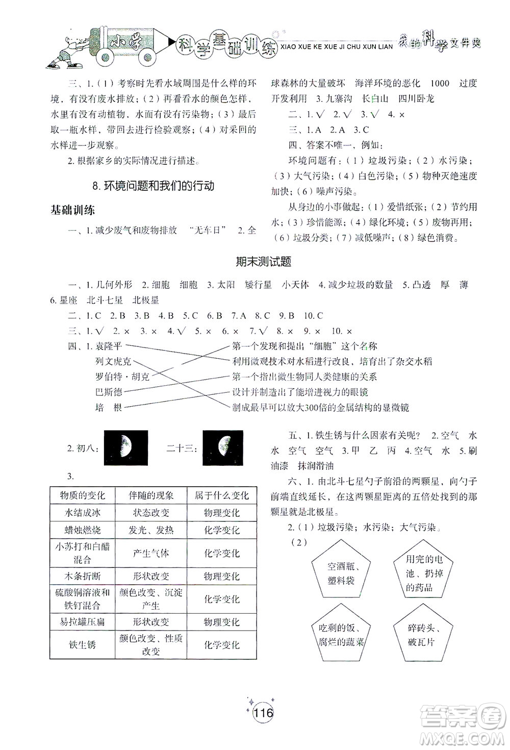 山東教育出版社2021小學(xué)基礎(chǔ)訓(xùn)練六年級科學(xué)下冊教科版答案