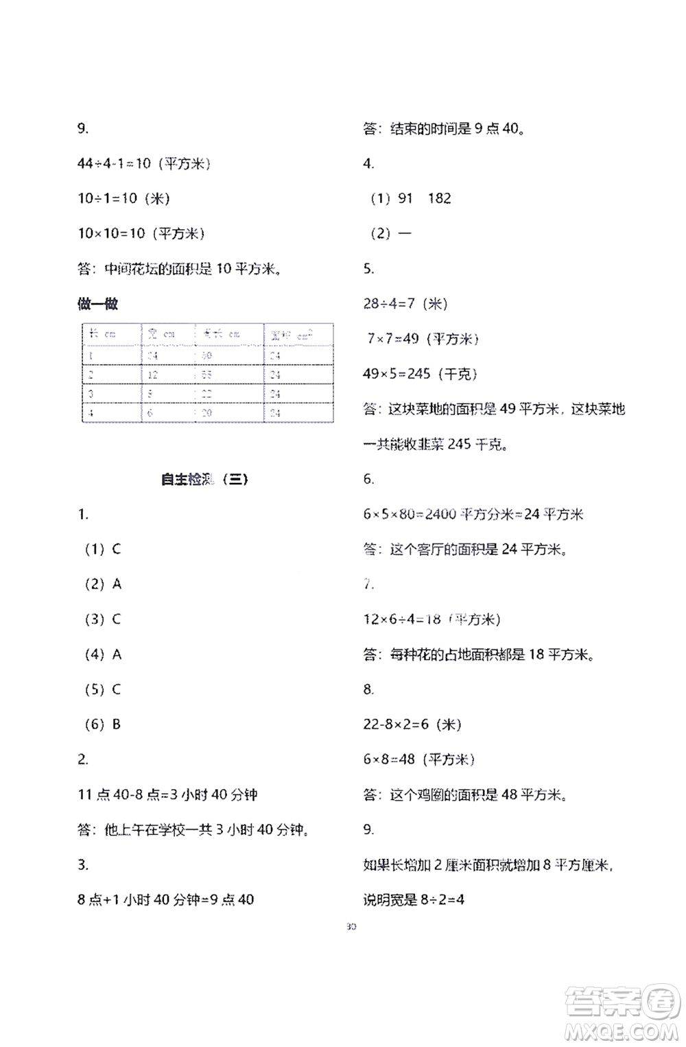 江蘇鳳凰教育出版社2021練習(xí)與測試三年級數(shù)學(xué)下冊蘇教版答案