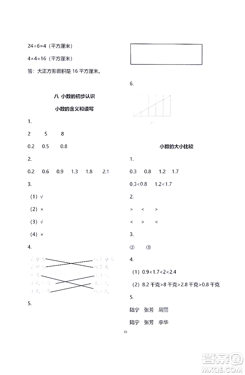 江蘇鳳凰教育出版社2021練習(xí)與測試三年級數(shù)學(xué)下冊蘇教版答案