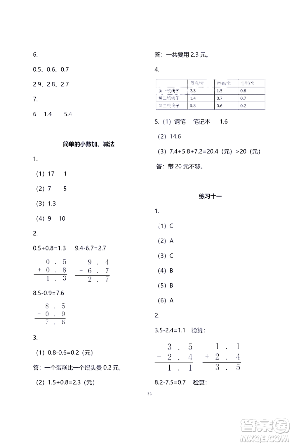 江蘇鳳凰教育出版社2021練習(xí)與測試三年級數(shù)學(xué)下冊蘇教版答案