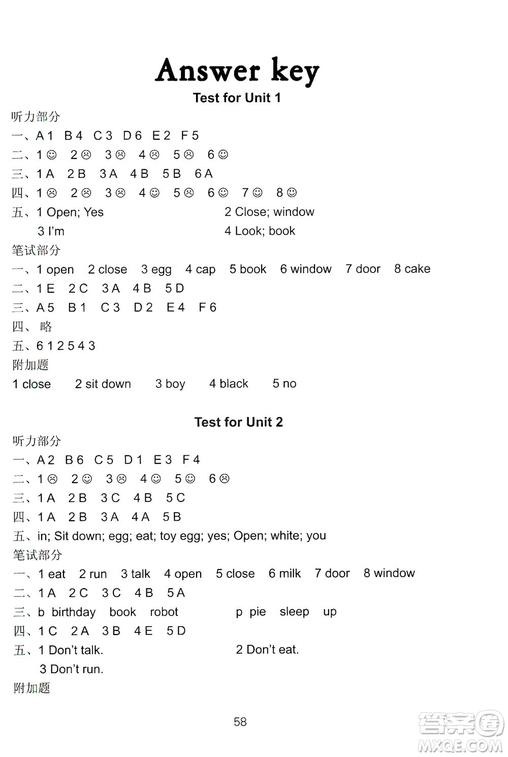 譯林出版社2021練習(xí)與測試三年級英語下冊譯林版答案