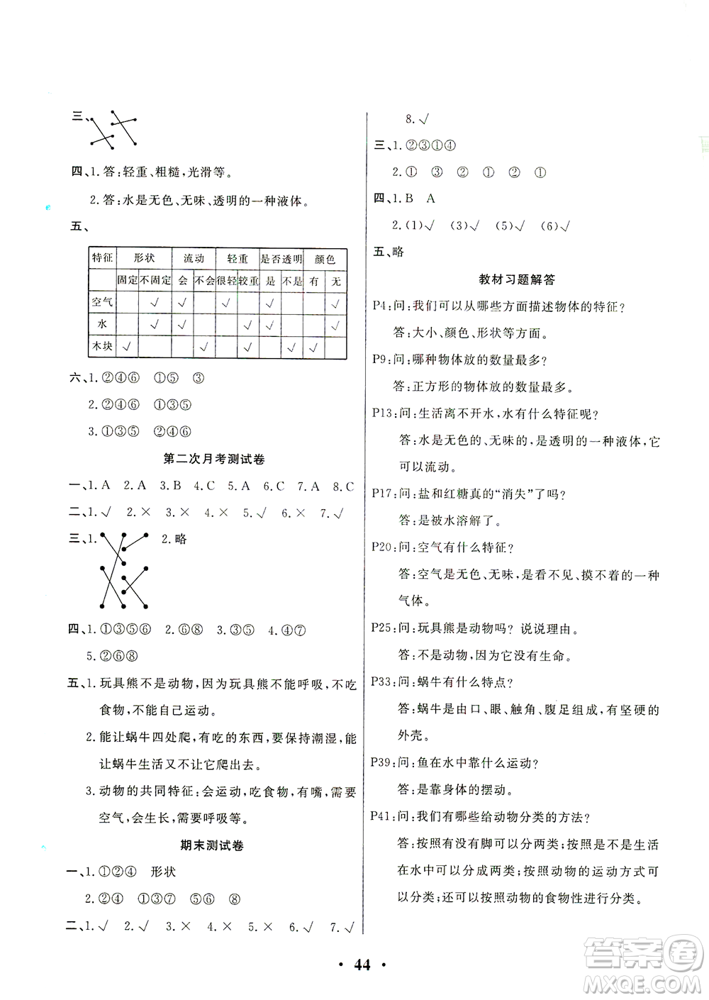 天津科學(xué)技術(shù)出版社2021一路菁英科學(xué)大全一年級下冊教科版答案