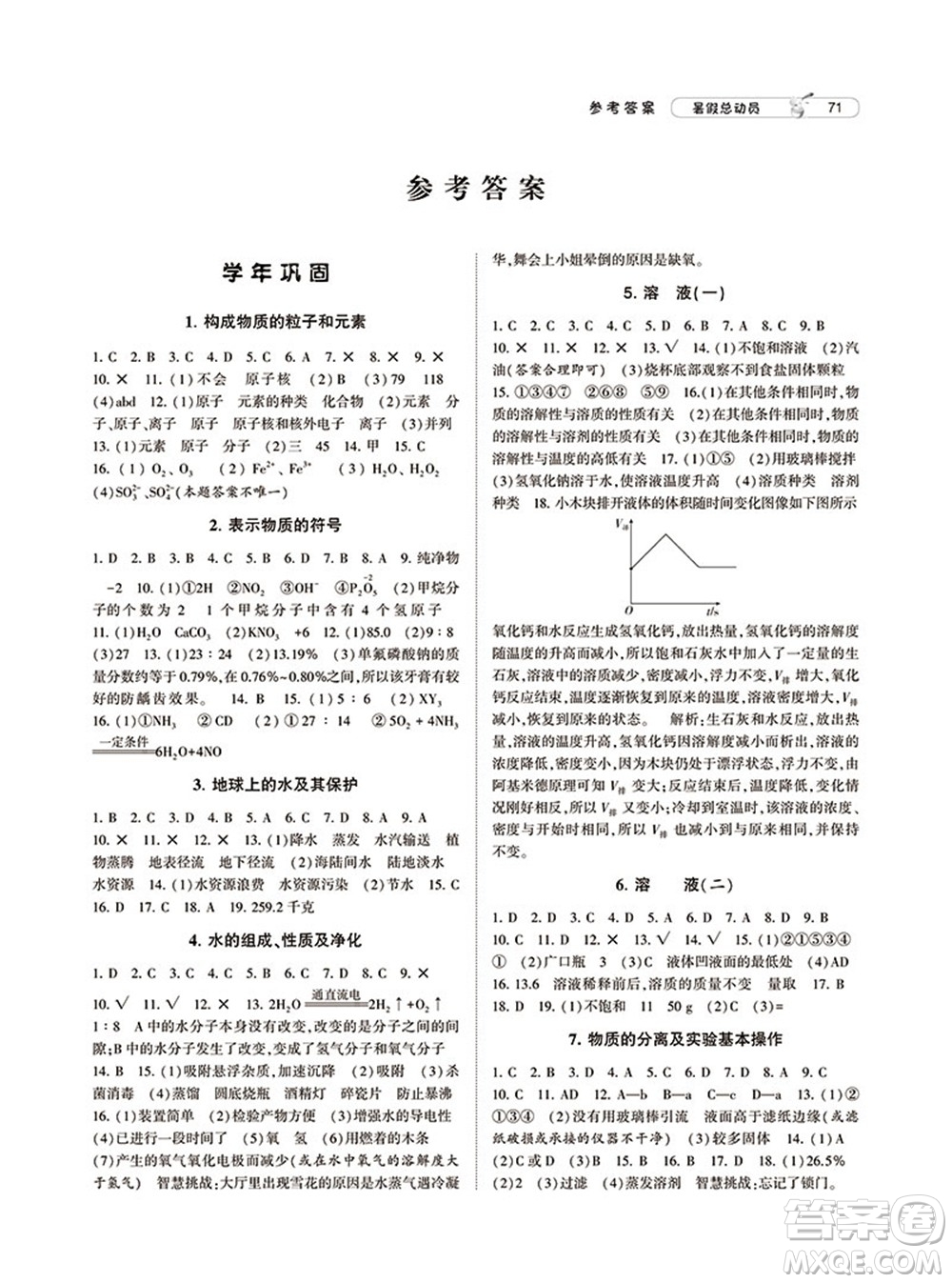 寧夏人民教育出版社2021經(jīng)綸學(xué)典暑假總動員科學(xué)八年級ZJ浙教版答案