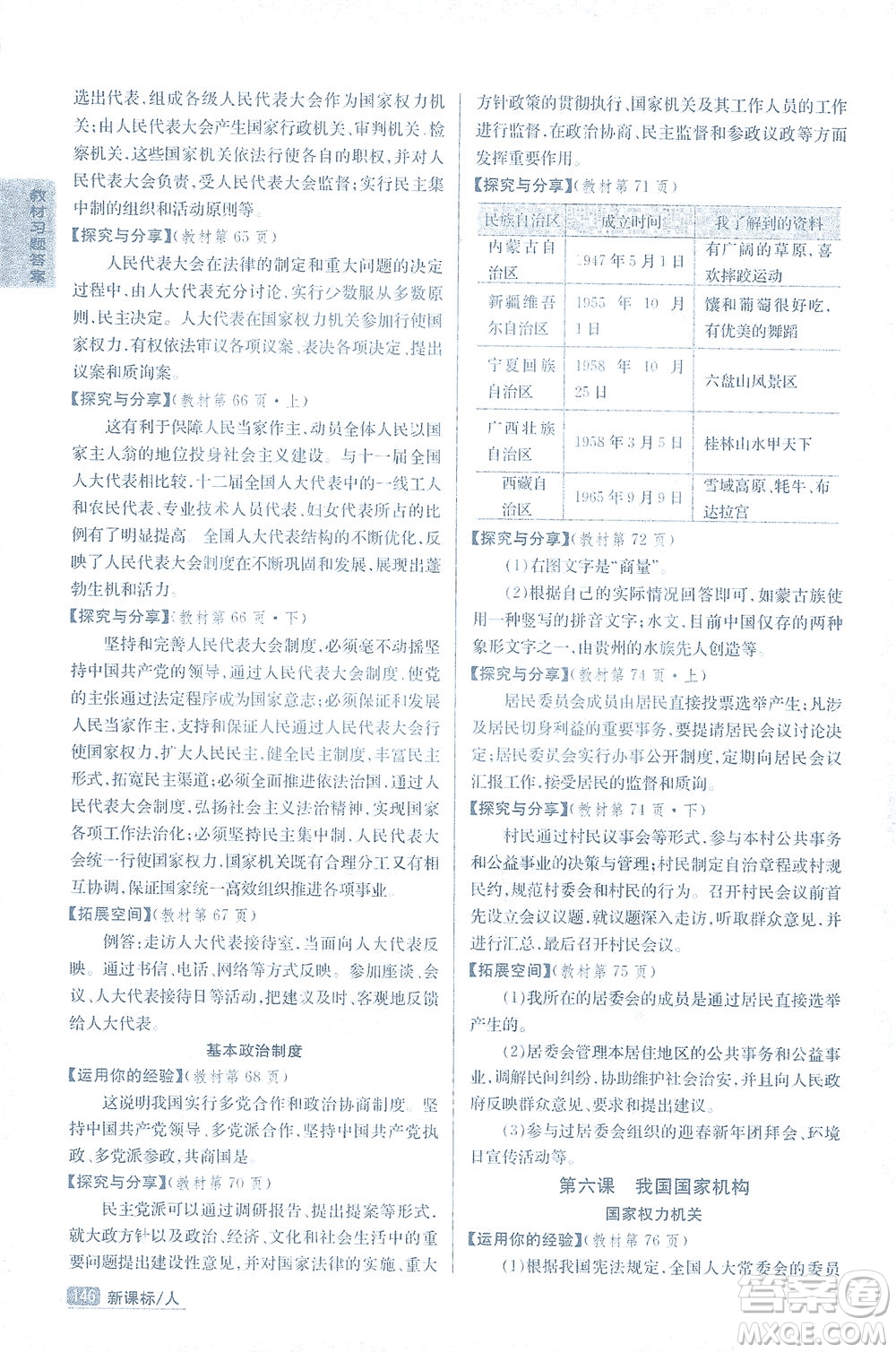 吉林人民出版社2021尖子生學案道德與法治八年級下新課標人教版答案