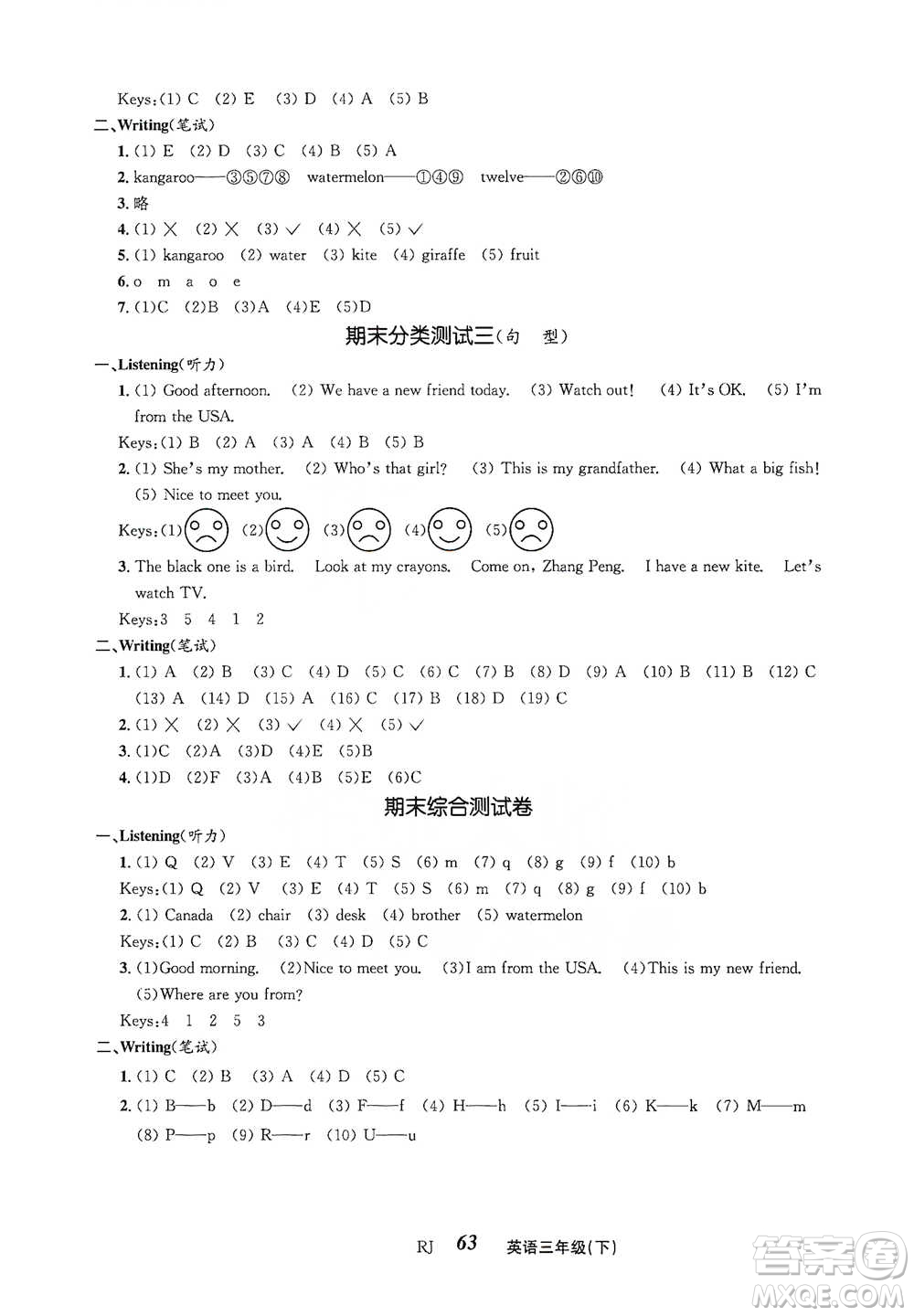 云南科技出版社2021創(chuàng)新成功學(xué)習(xí)同步導(dǎo)學(xué)三年級(jí)下冊(cè)英語(yǔ)人教版參考答案