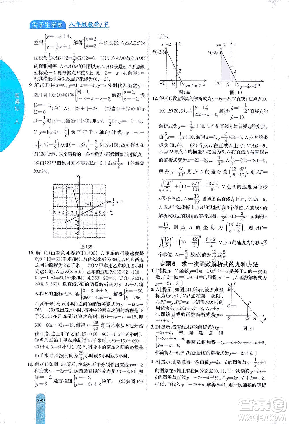 吉林人民出版社2021尖子生學(xué)案數(shù)學(xué)八年級(jí)下新課標(biāo)人教版答案