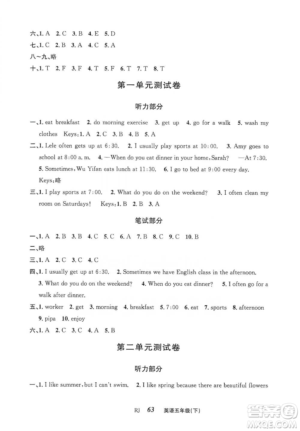 云南科技出版社2021創(chuàng)新成功學(xué)習(xí)同步導(dǎo)學(xué)五年級(jí)下冊(cè)英語(yǔ)人教版參考答案