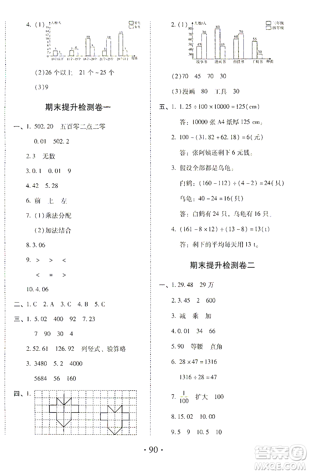 內(nèi)蒙古少年兒童出版社2021本土第1卷四年級數(shù)學(xué)下冊人教版答案