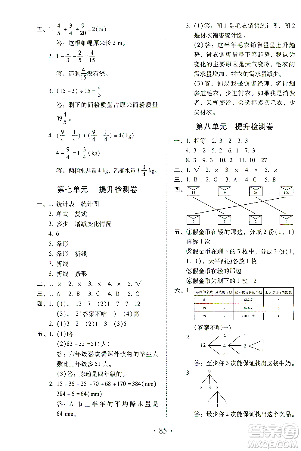 內(nèi)蒙古少年兒童出版社2021本土第1卷五年級數(shù)學(xué)下冊人教版答案