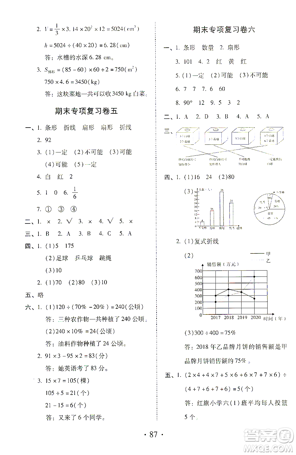 內(nèi)蒙古少年兒童出版社2021本土第1卷六年級(jí)數(shù)學(xué)下冊(cè)人教版答案