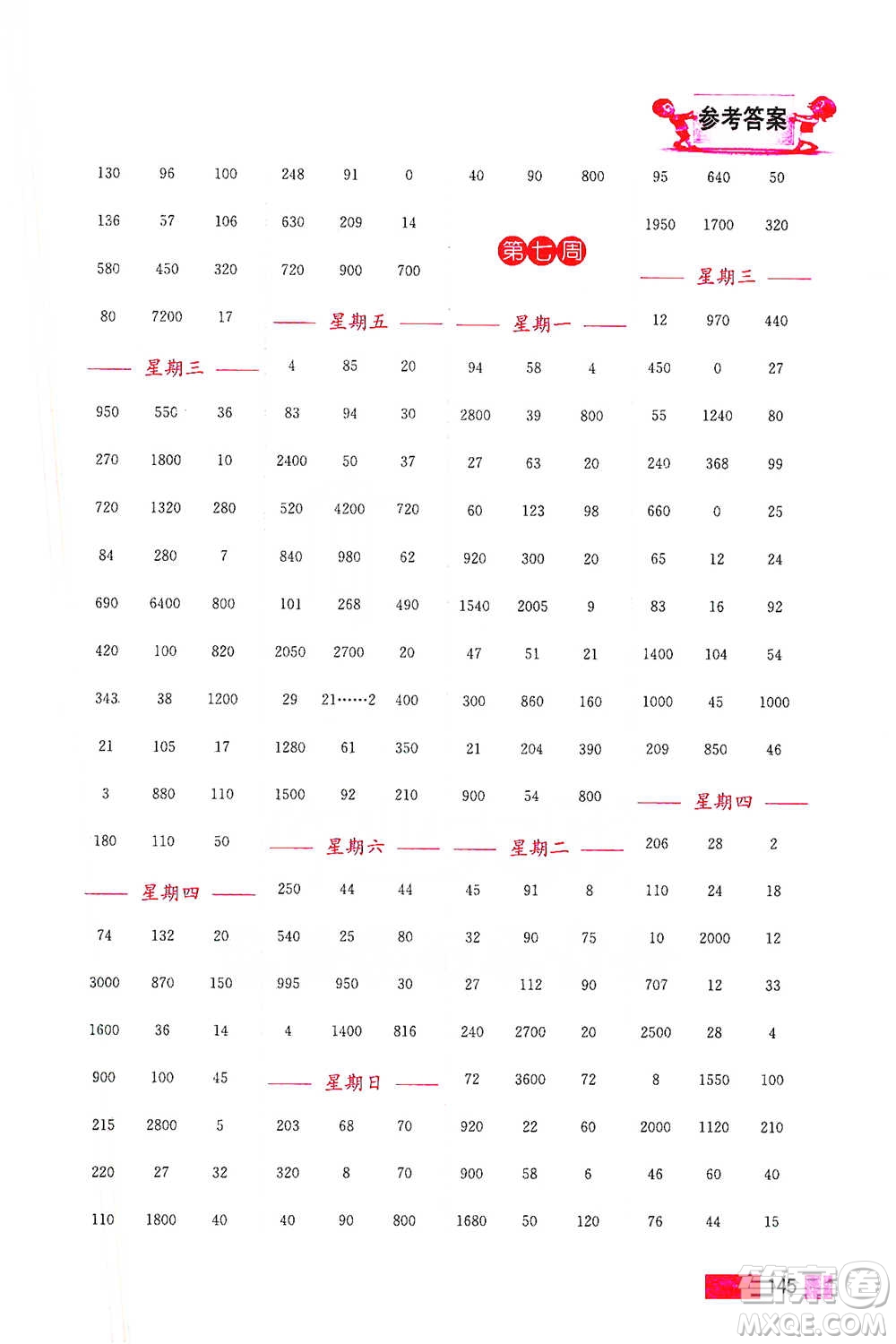 江蘇鳳凰美術(shù)出版社2021超能學(xué)典小學(xué)數(shù)學(xué)計算高手三年級下冊江蘇版參考答案