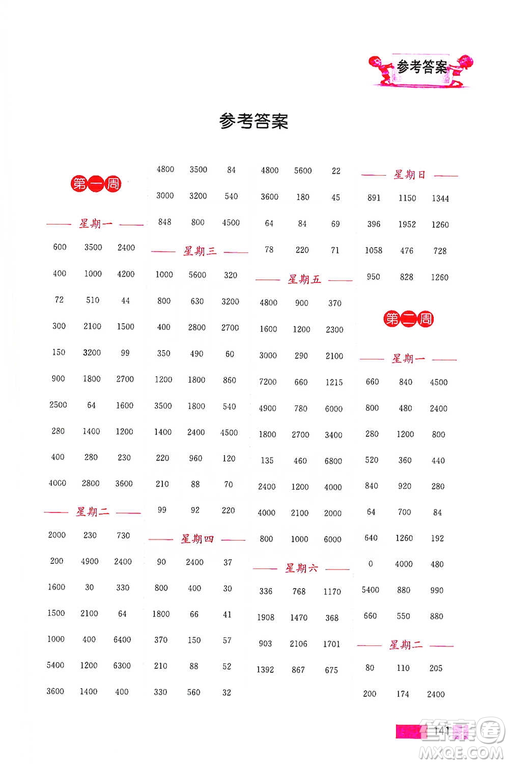 江蘇鳳凰美術(shù)出版社2021超能學(xué)典小學(xué)數(shù)學(xué)計算高手三年級下冊江蘇版參考答案