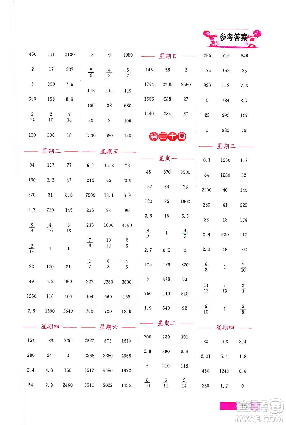 江蘇鳳凰美術(shù)出版社2021超能學(xué)典小學(xué)數(shù)學(xué)計算高手三年級下冊江蘇版參考答案