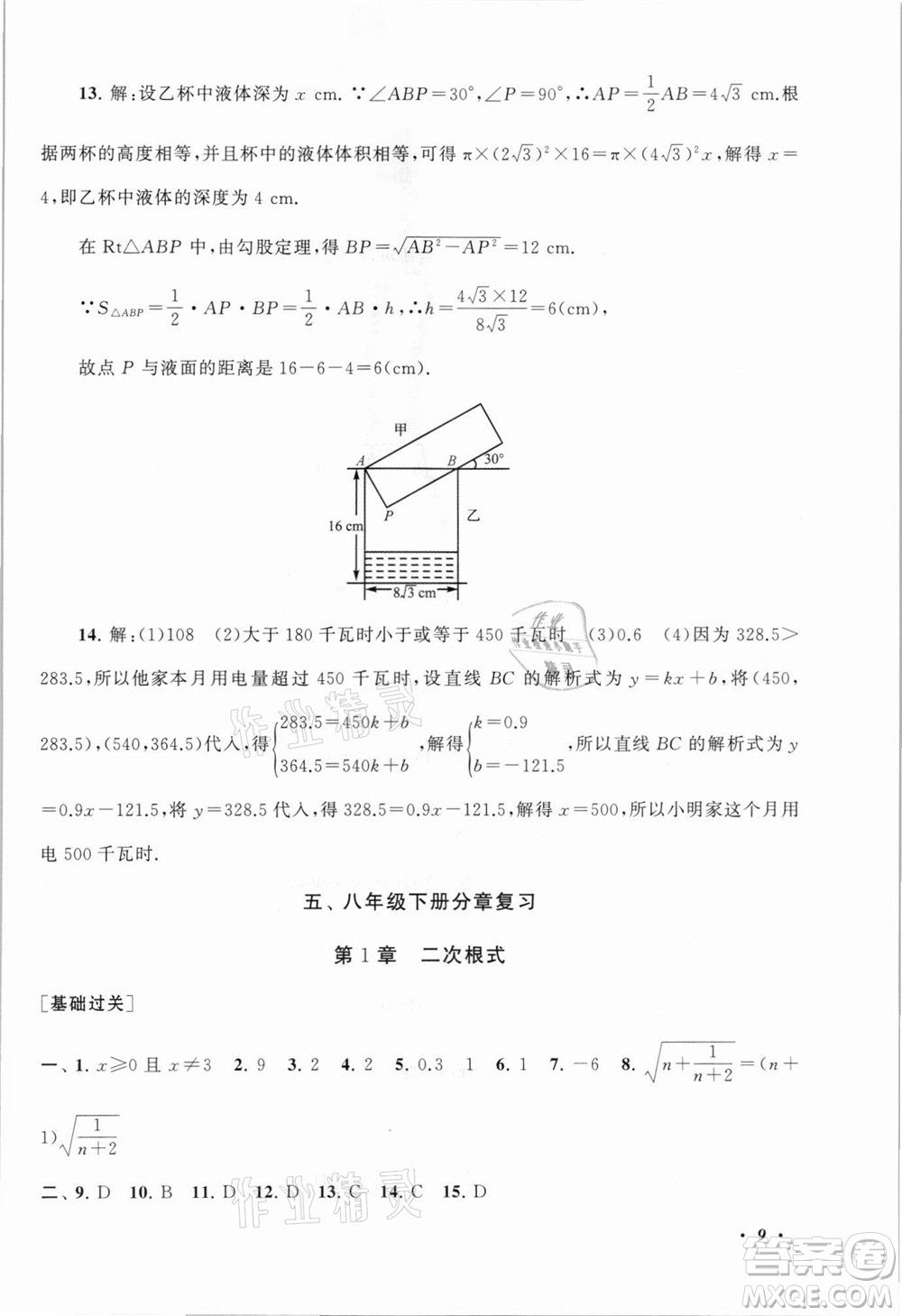 安徽人民出版社2021初中版暑假大串聯(lián)數(shù)學(xué)八年級(jí)浙江教育教材適用答案