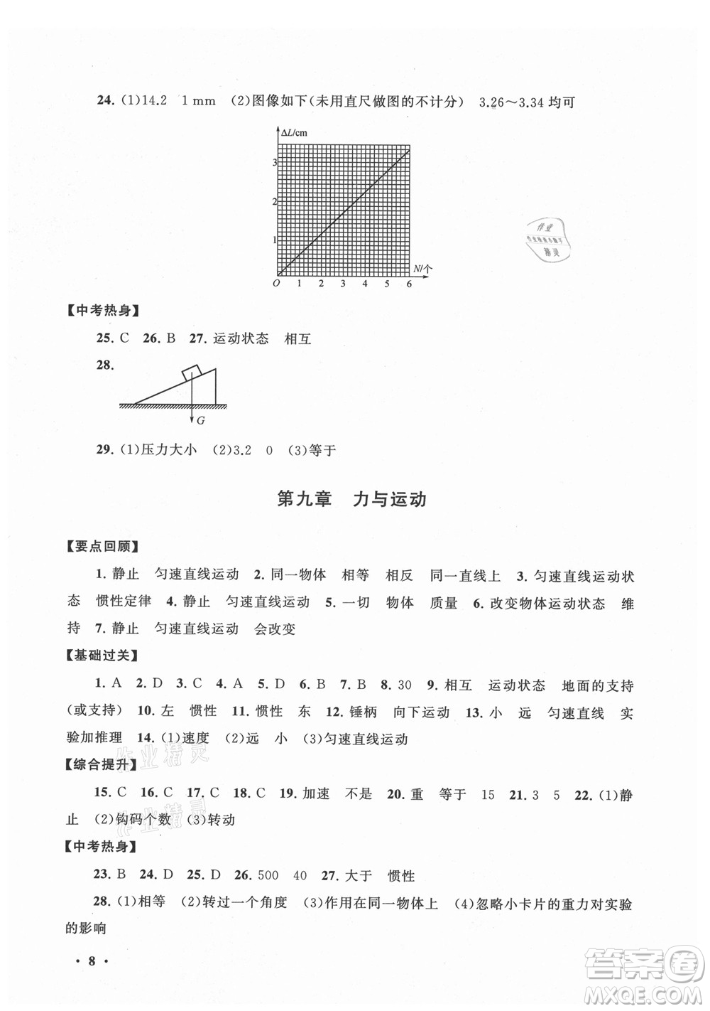 黃山書(shū)社2021初中版暑假大串聯(lián)物理八年級(jí)江蘇科技教材適用答案