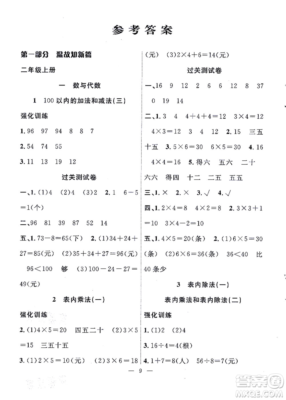 合肥工業(yè)大學(xué)出版社2021暑假集訓(xùn)二年級(jí)數(shù)學(xué)SJ蘇教版答案