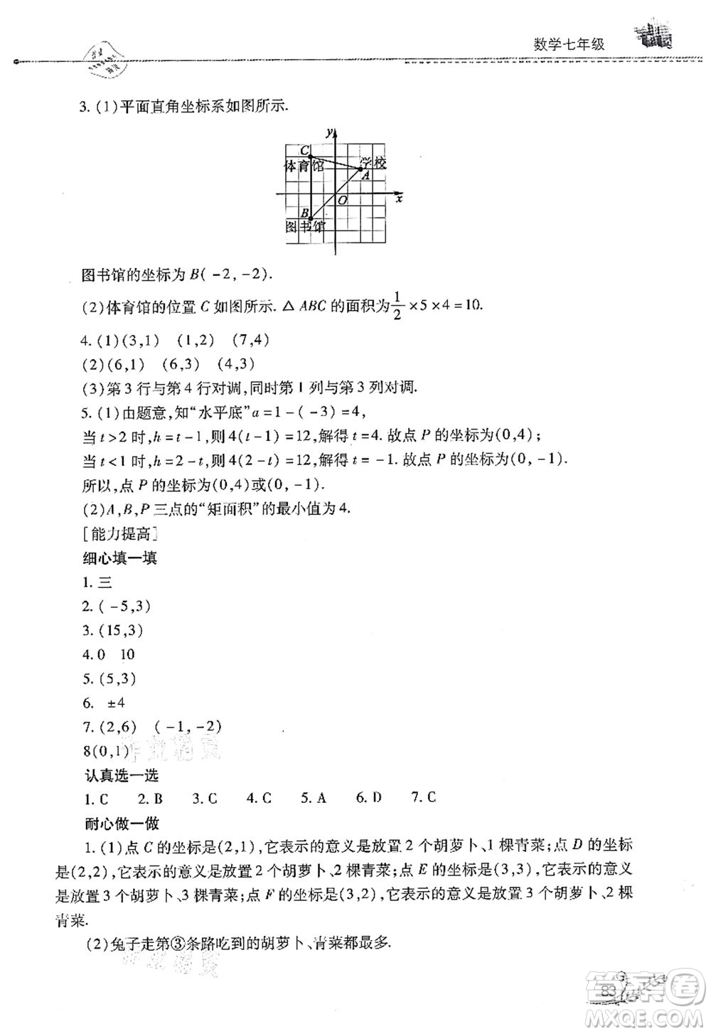 山西教育出版社2021快樂暑假七年級數(shù)學(xué)人教版答案