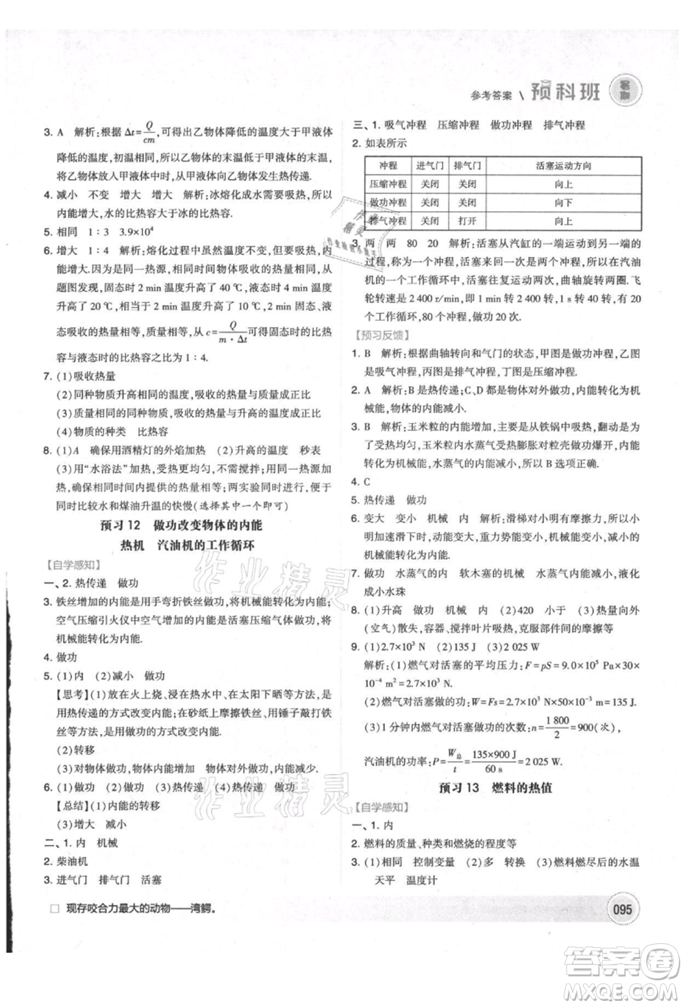 寧夏人民教育出版社2021經(jīng)綸學(xué)典暑期預(yù)科班八年級物理江蘇版參考答案