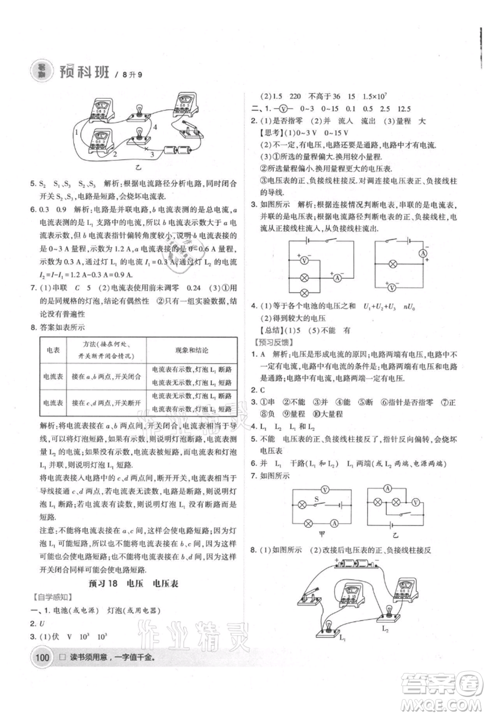 寧夏人民教育出版社2021經(jīng)綸學(xué)典暑期預(yù)科班八年級物理江蘇版參考答案