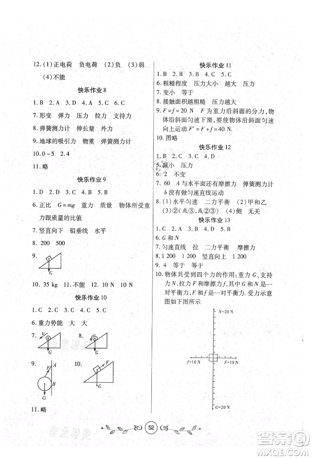 西安出版社2021書香天博暑假作業(yè)八年級物理蘇科版參考答案