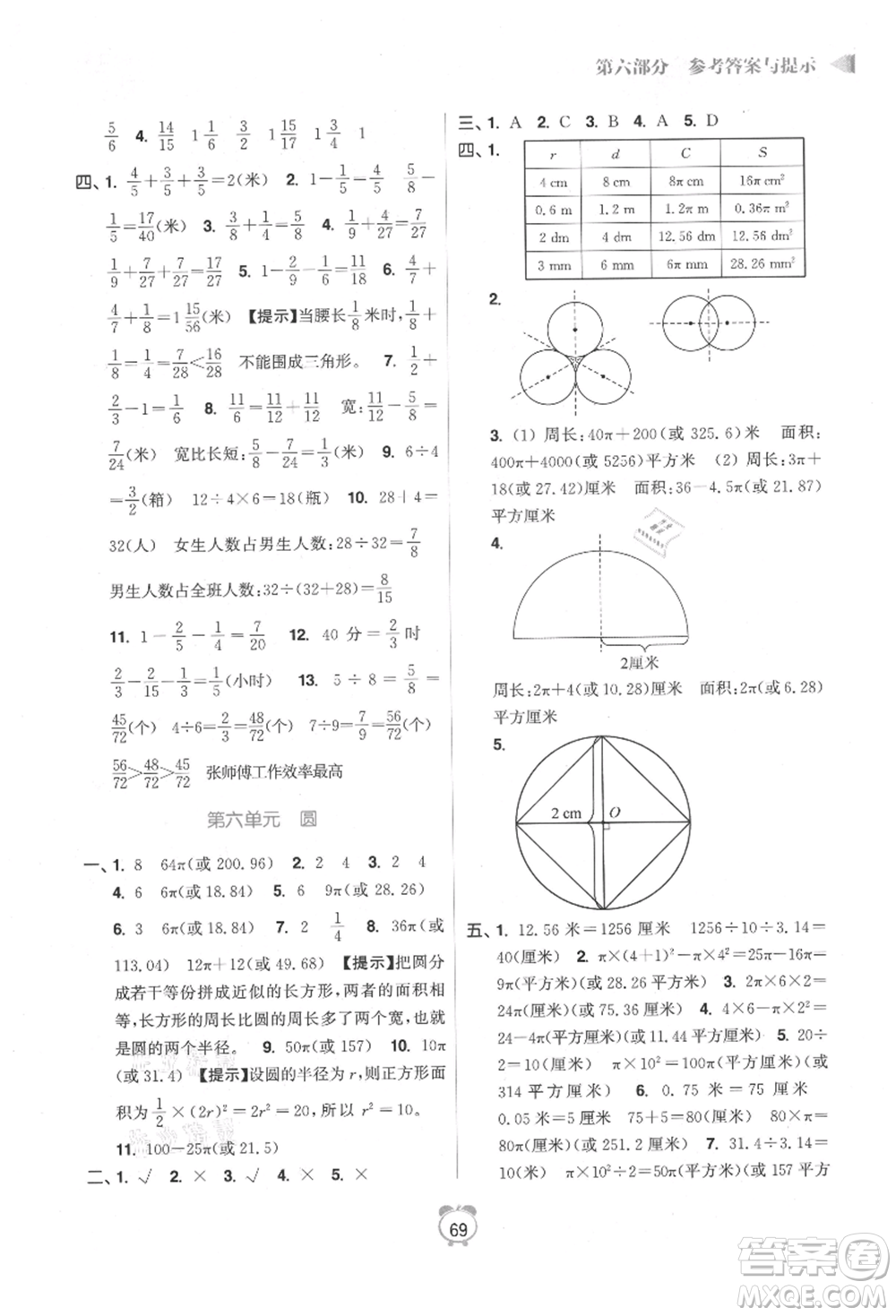 江蘇鳳凰美術(shù)出版社2021超能學典暑假銜接優(yōu)學練五年級數(shù)學江蘇版參考答案