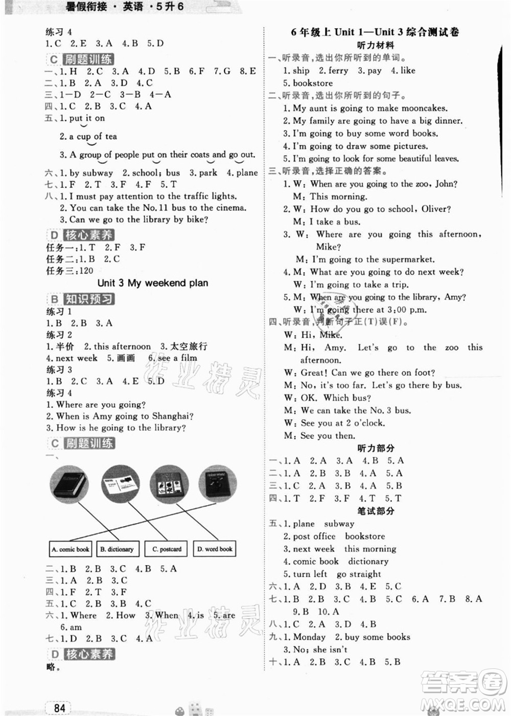 寧波出版社2021名師派暑假銜接5升6年級(jí)英語答案