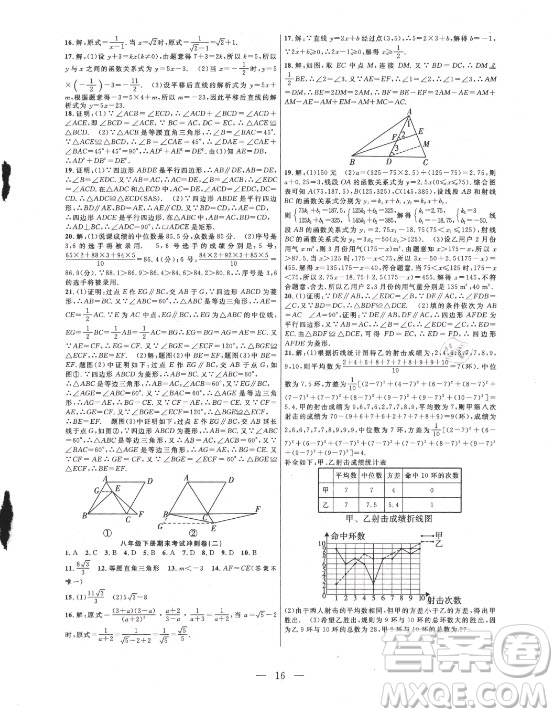 合肥工業(yè)大學出版社2021暑假總動員八年級數(shù)學RJ人教版答案